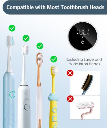 Тримач для зубних щіток з УФ дезінфекцією, електричний, з сушкою та LED-дисплеєм, перезаряджуваний, настінний, 2 слоти