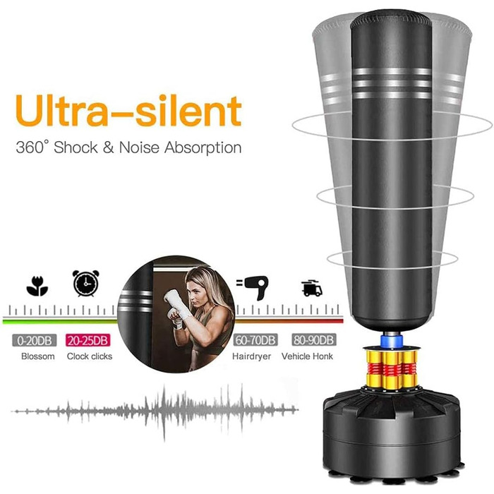 Стенд для боксерського мішка YOLEO, 175 см, чорний - мішок для ударів, тренажер для боксу