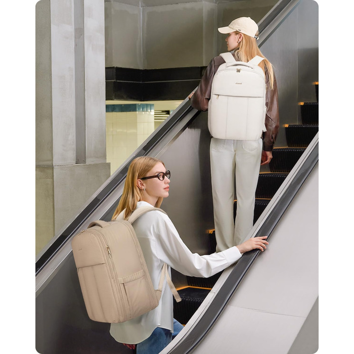 Рюкзак LOVEVOOK для жінок, 40L, ручна поклажа, для подорожей, з відділенням для взуття та ноутбука 17 дюймів, водонепроникний, для бізнес-поїздок та відпочинку, бежевий