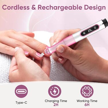 Електричний фрезер для нігтів Nagelfräser Kabellos 13 в 1: 5 швидкостей, 25000 об/хв, USB, для гель-манікюру