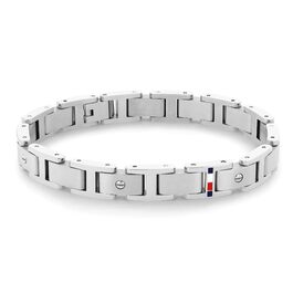 Браслет Tommy Hilfiger чоловічий з нержавіючої сталі з застібкою-карабіном 2790393 + Годинник чоловічий Tommy Hilfiger кварцовий з білим силіконовим ремінцем 1791481
