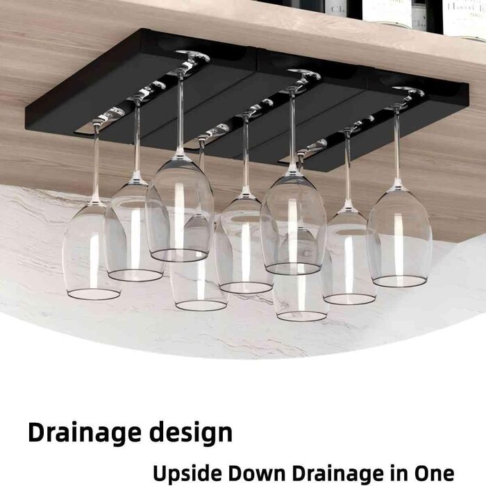 Кріплення для келихів на шийку, 2 шт., чорний колір. Підвісні тримачі для келихів без свердління, для бару, кухні, шафи.