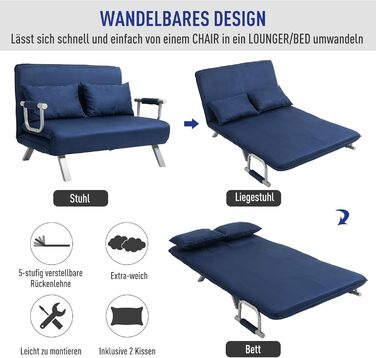 HOMCOM Adjustable Backrest Sleeper Sofa