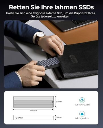 Зовнішній корпус (кейс) ORICO M.2 NVMe SSD USB-C 3.2 Gen2 10Gbps для PCIe M-Key/M+B Key (2230/2242/2260/2280), з підтримкою UASP