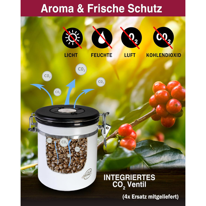 Контейнер для кави 500г з нержавіючої сталі з дозатором та календарем, 1,5л, стильна упаковка