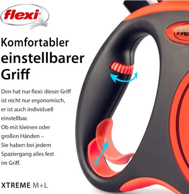 Flexi Xtreme L повід для собак 5 м чорний/оранжевий, надміцний, до 65 кг