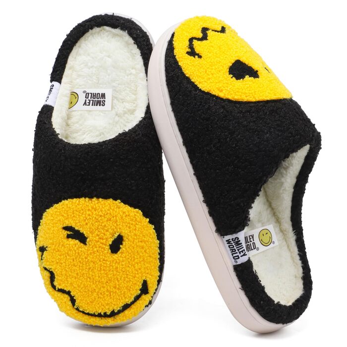 Чоловічі домашні тапочки Smilley з плюшу, Memory Foam, теплі зимові тапочки для дому (40/41 EU, чорний)