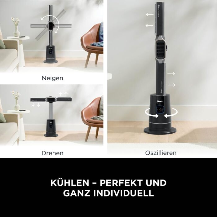 Вентилятор та обігрівач 2-в-1 Shark TurboBlade Cool + Heat з термостатом, пультом керування та коливанням | Безлопатевий вентилятор та обігрівач для швидкого нагріву та охолодження, чорно-золотий, TH200EU TurboBlade – Cool + Heat, антрацит