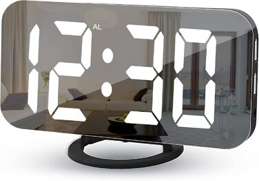 Цифровий годинник-дзеркало SZELAM з LED-дисплеєм 7 дюймів, 2 USB-роз'єми, функція відкладання, автоматичне регулювання яскравості, для дому