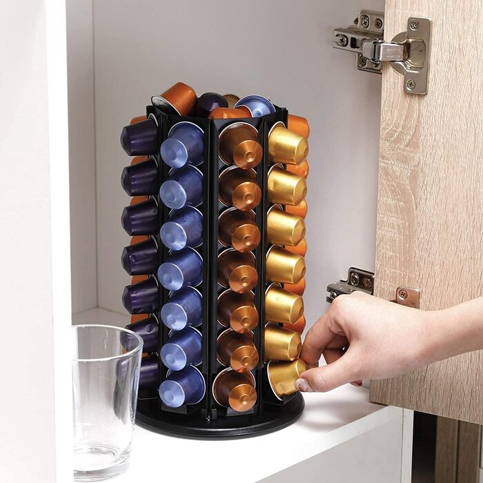 Тримач для капсул кави Bagoo Nespresso з поворотним столом та додатковим місцем для зберігання (56+)