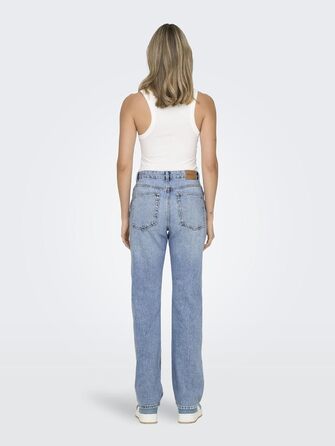 Джинси жіночі прямі ONLBLUSH світло-блакитні, середньої посадки, розмір M/32L, деним