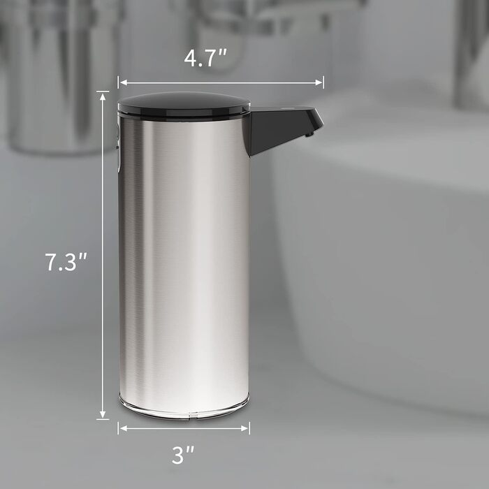 AIKE Automatic Soap Dispenser Stainless Steel with Sensor Infrared, 280ml Touchless Automatic Soap Dispenser USB Rechargeable