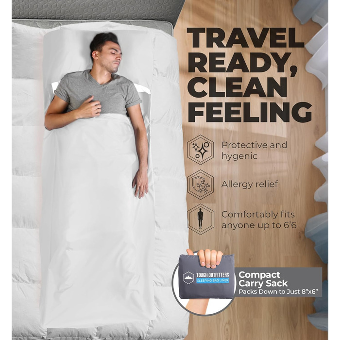 Sleeping Bag Liner – Adult Sleeping Bag & Travel Bed Sheets – Travel Sleeping Bag for Backpacking, Hotels & Hostels – Lightweight Single & Double Sleeping Bag – Comfortable Camping Bed Sheets