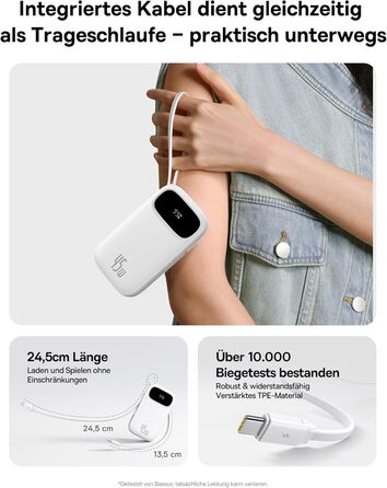 Power Bank Baseus QPow3 20000mAh 45W з 3 USB-C та 1 USB-A, LED дисплеєм, PD3.0, QC4.0, з кабелями, для iPhone, iPad, Galaxy