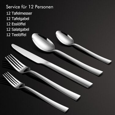 HaWare Cutlery Set, 60-Piece Cutlery Set for 12 People with Knife, Fork, Spoon, Stainless Steel Flatware for Family/Party/Hotel/Restaurant, High-Gloss Polished & Dishwasher Safe