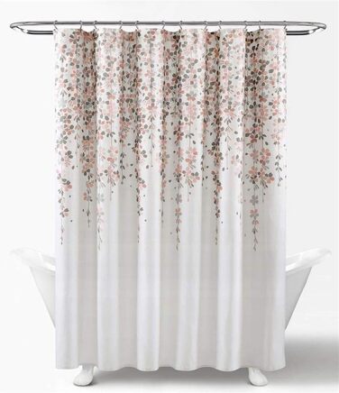 Шторка для душу Lush Decor з квітами, 183x183 см, Rouge та Grau