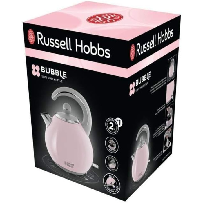Електричний чайник Russell Hobbs Hanley Retro Jasmine 28640-70, 1.5л, кремово-білий, з нержавіючої сталі, ретро-дизайн