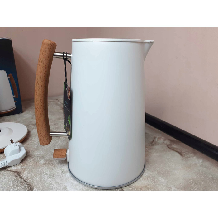 Електричний чайник Cecotec Thermosense 400 (білий з дерев'яними елементами), 3000 Вт, 1.7 л