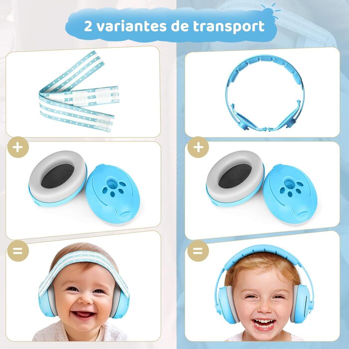 Навушники для захисту від шуму для малюків 0-2 роки, блакитні. Захист від шуму, ідеально для повсякденного використання та заходів