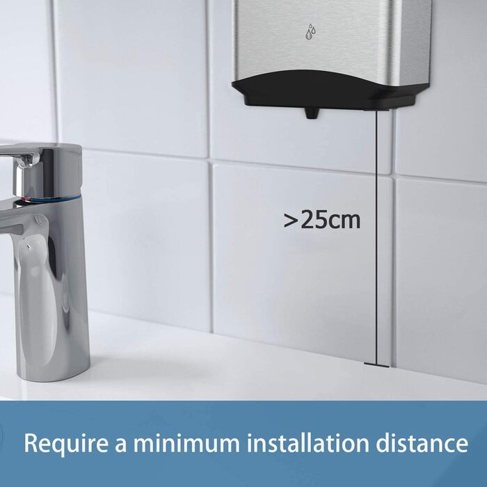 anydry AD1206 Commercial Wall Mount Automatic Liquid Soap Dispenser, Stainless Steel Finish, 1100ml Large Capacity (Brushed Stainless Steel)