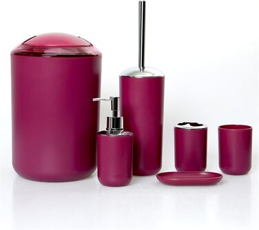 Набір аксесуарів для ванної кімнати, 6 предметів: відро для сміття, тримач для зубних щіток, стакан для зубної пасти, мильниця, відро, дозатор для лосьйону. Зелений колір