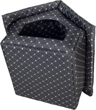 Чорний лежак для собак та котів XL (44x55x43 см) з принтом лапок | Лежанка для великих та середніх собак | Будка для котів та собак