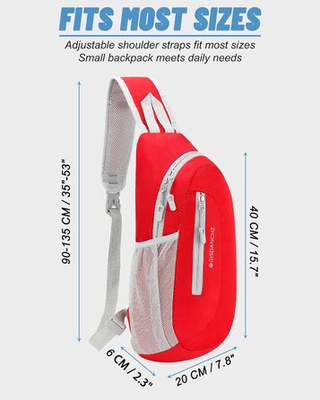 Сумка через плече Brusttasche для чоловіків та жінок, легка водонепроникна сумка через плече для подорожей, прогулянок, активного відпочинку, спорту. Червона