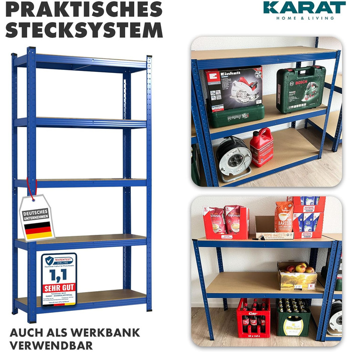 KARAT Heavy-Duty Shelving Unit, 2-Piece Set, 40 x 90 x 180 cm