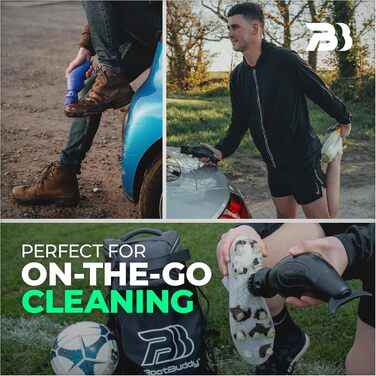 The Boot Buddy: Simple and efficient cleaning of dirty boots, shoes, and other outdoor gear. Cleans soccer, rugby, hiking boots, golf shoes, rain boots, and more in just minutes.