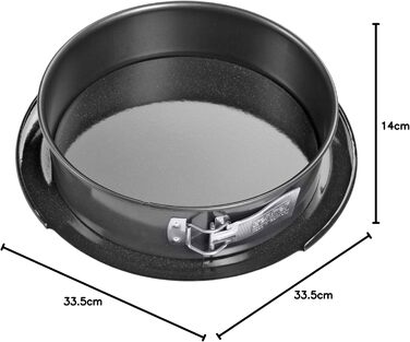 Zenker Springform with Transport Lid Ø 28 cm DELUXE, baking pan with enameled flat base and carrying lid, round cake pan for juicy cake to go (Color: Metallic Black), Quantity: 1 piece