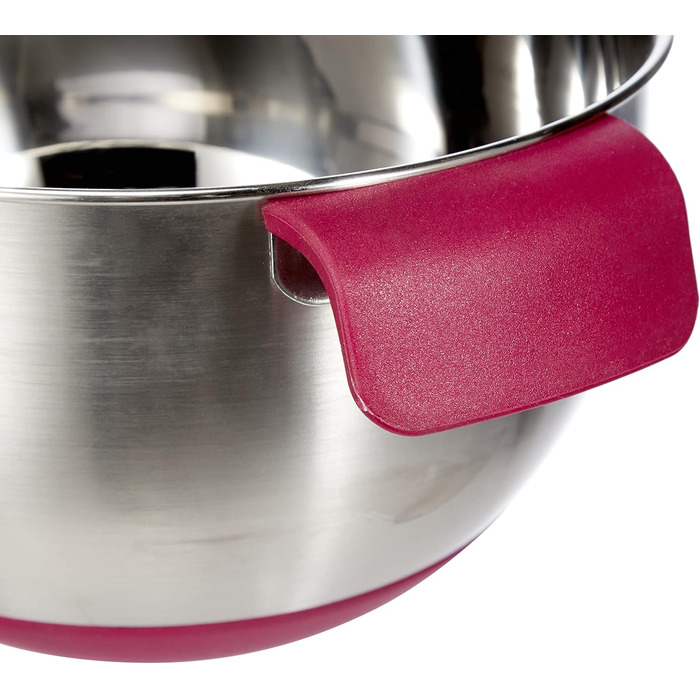 Metaltex 23514610080 Mixing Bowl, 2.8 l, non-slip, stainless steel, silver and pink, 20 x 20 x 11.5 cm
