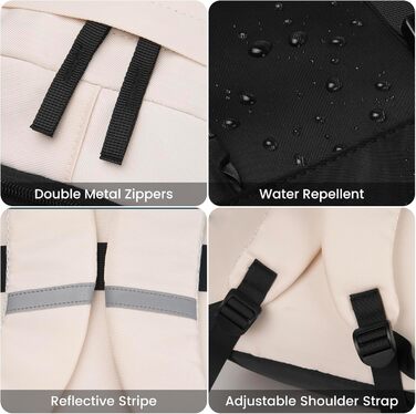 Жіночий рюкзак MOMUVO для підлітків та жінок, для ноутбука 15.6' | Коледжний рюкзак для школярок та студенток (Чорний, Бежевий)