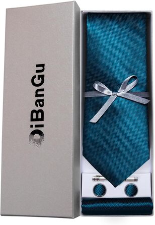 Набір краватка, нагрудна хустинка та запонки DiBanGu для весілля та офіційних заходів (синє)