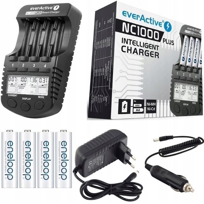 Зарядний пристрій для акумуляторів AAA AA + 4 акумулятори Eneloop 2000mAh