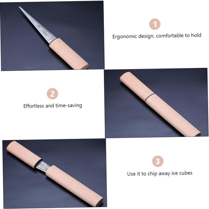 SHOWERORO Ergonomic Ice Tool Portable Ice Crusher for Bartenders Ice Crushing Tool Made of Refined Steel and Wood Ice Pick for Drinks Conical Ice Pick Ice Breaking Tool