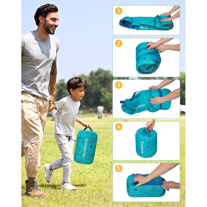 KingCamp Kids Sleeping Bag - Winter Warmth, 3-4 Season Comfort for Camping & Trekking - 170x70cm, 7°C Rating