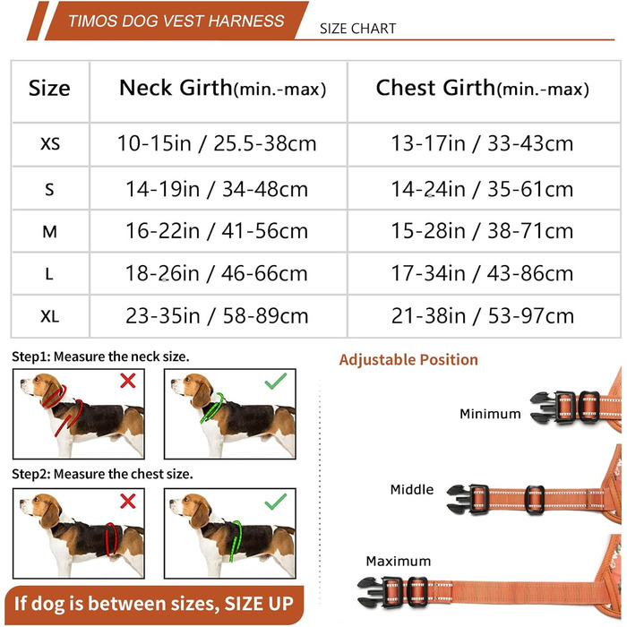 Шлейка для собак HEELE з поглинанням ривка, світловідбиваюча, для середніх собак, з м'яким ручним захопленням, коричнева, розмір M (L - обхват грудей: 43-86 см)