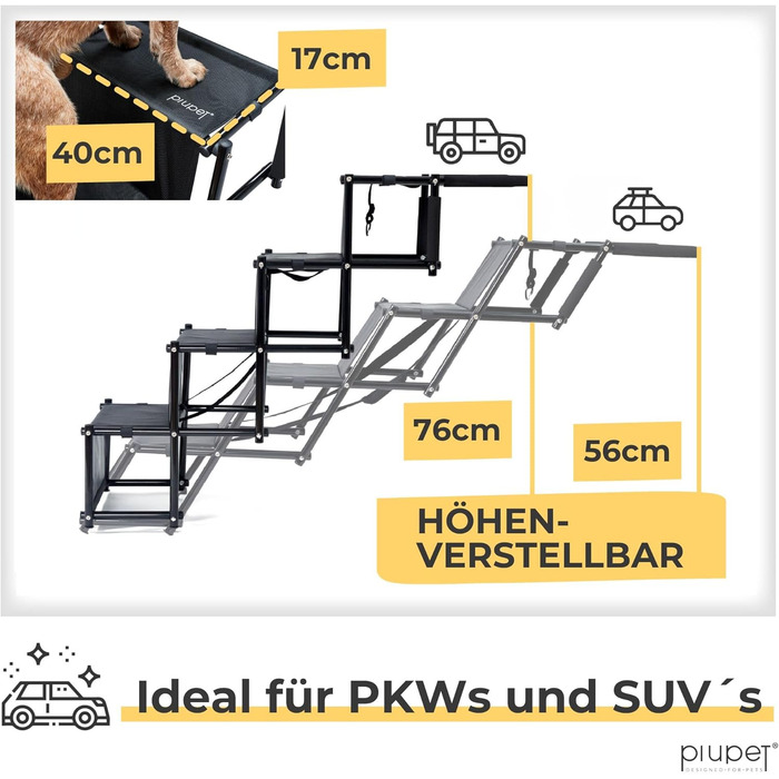Foldable Dog Stairs - Mobile Car Step for Large & Small Dogs - Waterproof PVC Pet Ladder for Safety & Comfort