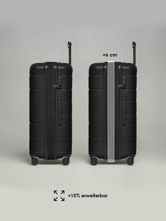 Набір валіз REDOLZ 3 шт. з розширенням | Чорний | З TSA-замком та подвійними колесами | З легкого поліпропілену