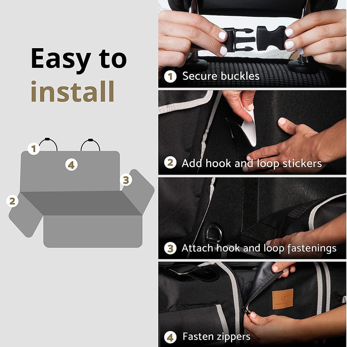 Захисний чохол на сидіння для собак AMZPET – водонепроникний, антиковзкий, стійкий до подряпин, міцний, 56 x 45 x 122 см, для маленьких автомобілів (купе або хетчбек), степене дизайн