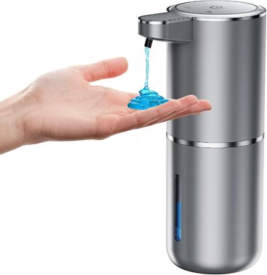 Automatic Soap Dispenser Wall Mount with Sensor Infrared, 380ml Electric Soap Dispenser No Drilling with USB Rechargeable, IPX5 Waterproof for Bathroom Toilet Kitchen - Silver