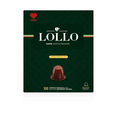 Капсульна кава LOLLO Caffè Passion Espresso Nero, 100 капсул, сумісна з машинами Nespresso, насичений смак