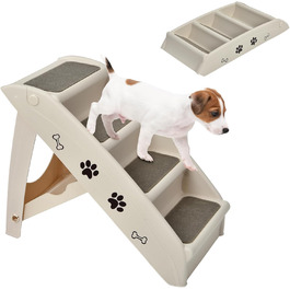 Сходинка для тварин SOARS, 4-ступенева, для собак та котів, з килимком з повсті, до 60 кг, антиковзаюча, для ліжка, авто, дивана (Бежевий)