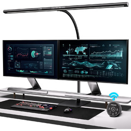 LED лампа настільна EYOCEAN з жестами та пультом, 24W, 80см, для офісу, читання, архітекторів, дизайнерів (чорна матова)