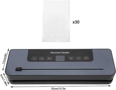 Вакуумний пакувальник Catoco 6-в-1: пакувальник, зварювач, з різаком, 30 пакетів, 38*18*7 см