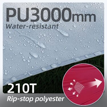 Тент Forceatt Zeltplane 3.7x4.3 м, Ultraleicht, 6 кріплень, Анти-UV, Водонепроникний. Для кемпінгу, піших прогулянок та відпочинку на природі. Темно-синій & сірий (Червоний & сірий)