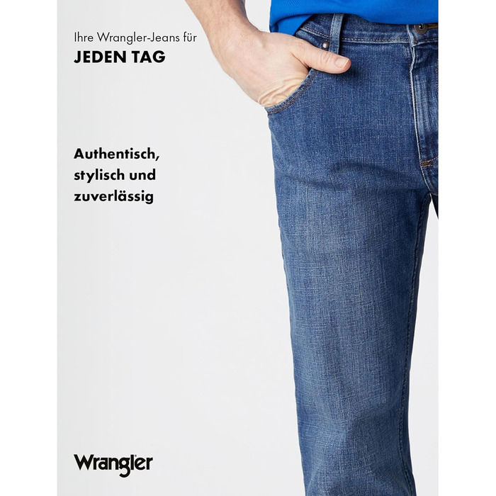 Джинси чоловічі Wrangler Straight Regular Fit, середньої посадки, синьо-чорні, розмір W30-W44 / 32W-36L, Mid Stone