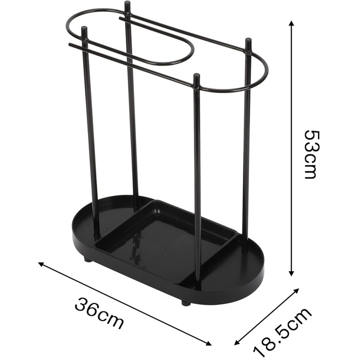 uyoyous Umbrella Stand Metal Umbrella Stand Rain Umbrella Holder 53 x 36 x 18.5 cm Freestanding Umbrella Holder with Rain Tray, Corner Umbrella Stand Black