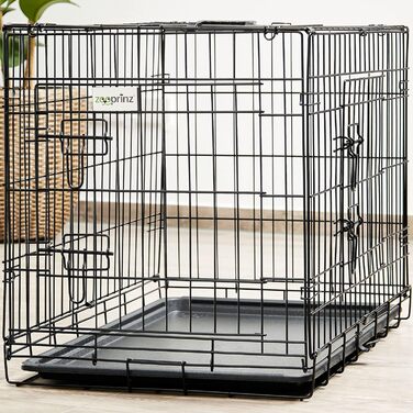 Складана переносна собача будка Zooprinz з міцного металу – клітка для собак з 2 дверцятами, піддоном та ручкою для перенесення – 4 розміри (122 x 74,5 x 80,5 см)