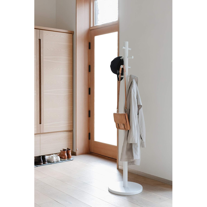 Umbra Pillar Coat Rack with Stool, Default_no_Selection_Value, White/Natural, One Size (White, Coat Rack)